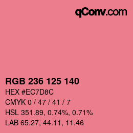 Código de color: RGB 236 125 140 | qconv.com