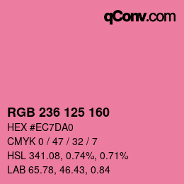 Color code: RGB 236 125 160 | qconv.com