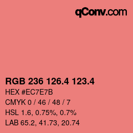 カラーコード: RGB 236 126.4 123.4 | qconv.com