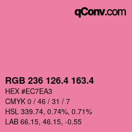 カラーコード: RGB 236 126.4 163.4 | qconv.com