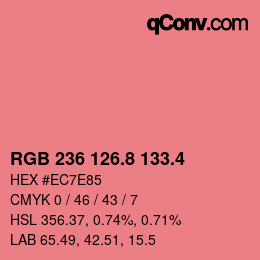 カラーコード: RGB 236 126.8 133.4 | qconv.com