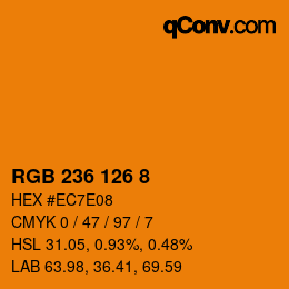 カラーコード: RGB 236 126 8 | qconv.com