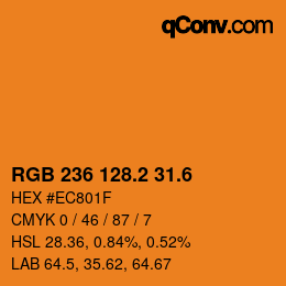 カラーコード: RGB 236 128.2 31.6 | qconv.com