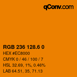 カラーコード: RGB 236 128.6 0 | qconv.com