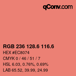 カラーコード: RGB 236 128.6 116.6 | qconv.com