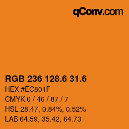 カラーコード: RGB 236 128.6 31.6 | qconv.com
