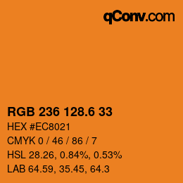 カラーコード: RGB 236 128.6 33 | qconv.com