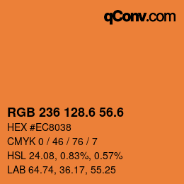 カラーコード: RGB 236 128.6 56.6 | qconv.com