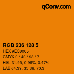 颜色代码: RGB 236 128 5 | qconv.com