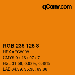 Color code: RGB 236 128 8 | qconv.com