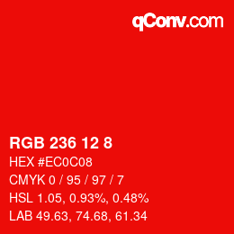 Color code: RGB 236 12 8 | qconv.com