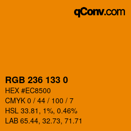 カラーコード: RGB 236 133 0 | qconv.com