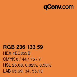 Color code: RGB 236 133 59 | qconv.com