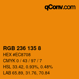 Color code: RGB 236 135 8 | qconv.com