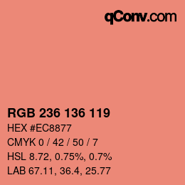 Color code: RGB 236 136 119 | qconv.com