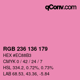 Color code: RGB 236 136 179 | qconv.com
