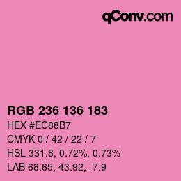Color code: RGB 236 136 183 | qconv.com