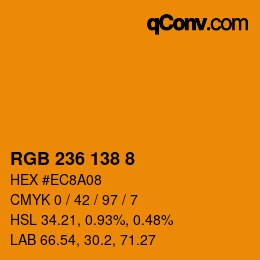 Color code: RGB 236 138 8 | qconv.com