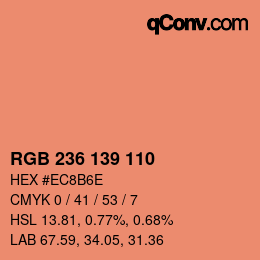 カラーコード: RGB 236 139 110 | qconv.com