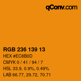 Color code: RGB 236 139 13 | qconv.com