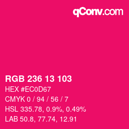 カラーコード: RGB 236 13 103 | qconv.com