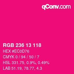 Color code: RGB 236 13 118 | qconv.com