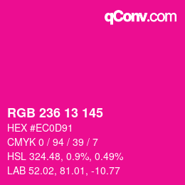 カラーコード: RGB 236 13 145 | qconv.com