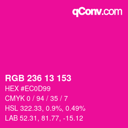 カラーコード: RGB 236 13 153 | qconv.com