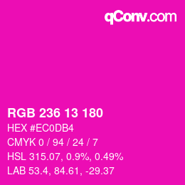 Color code: RGB 236 13 180 | qconv.com