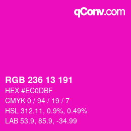 カラーコード: RGB 236 13 191 | qconv.com