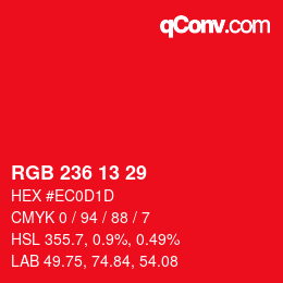 カラーコード: RGB 236 13 29 | qconv.com