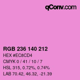 カラーコード: RGB 236 140 212 | qconv.com