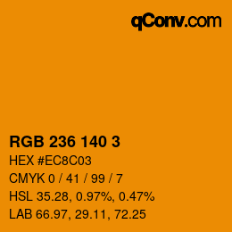 カラーコード: RGB 236 140 3 | qconv.com