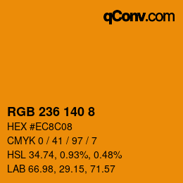 Color code: RGB 236 140 8 | qconv.com