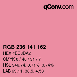 Color code: RGB 236 141 162 | qconv.com