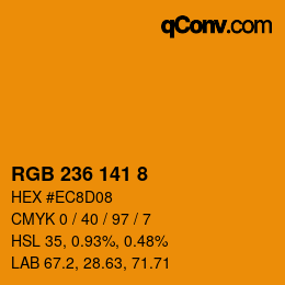 Color code: RGB 236 141 8 | qconv.com