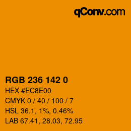 颜色代码: RGB 236 142 0 | qconv.com