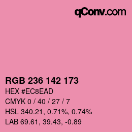 Color code: RGB 236 142 173 | qconv.com