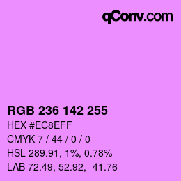 Color code: RGB 236 142 255 | qconv.com