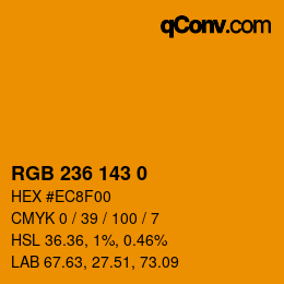 Color code: RGB 236 143 0 | qconv.com