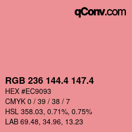 カラーコード: RGB 236 144.4 147.4 | qconv.com