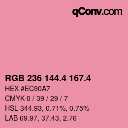 カラーコード: RGB 236 144.4 167.4 | qconv.com