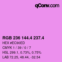 カラーコード: RGB 236 144.4 237.4 | qconv.com