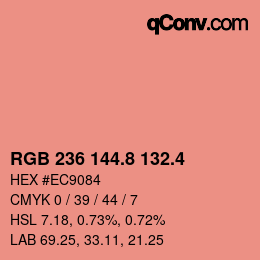 カラーコード: RGB 236 144.8 132.4 | qconv.com