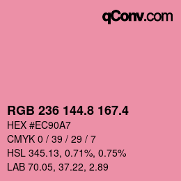 カラーコード: RGB 236 144.8 167.4 | qconv.com