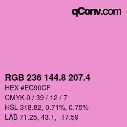 カラーコード: RGB 236 144.8 207.4 | qconv.com