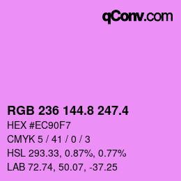 カラーコード: RGB 236 144.8 247.4 | qconv.com