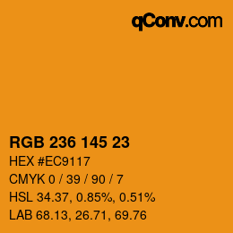 Color code: RGB 236 145 23 | qconv.com