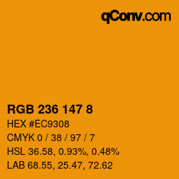 Color code: RGB 236 147 8 | qconv.com