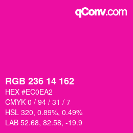 颜色代码: RGB 236 14 162 | qconv.com